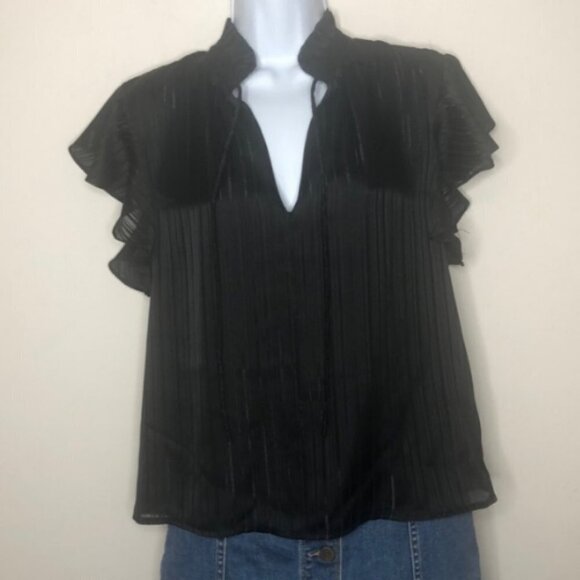BB Dakota Shadowplay Chiffon Cap Flutter Blouse - Picture 3 of 4